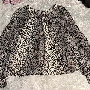Jennifer Lopez Animal Print Blouse - Black and Cream